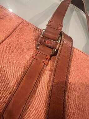 49 Square Miles NWT Sunset Large Tote Ember Canvas Italian Leather Trim Floral